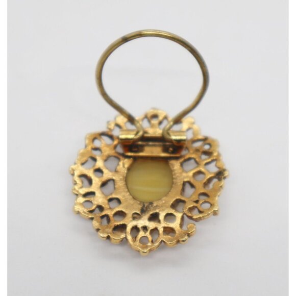 2 Vintage Scarf Clips Goldtone Silvertone Scarf Holder Mother of Pearl - Picture 3 of 5